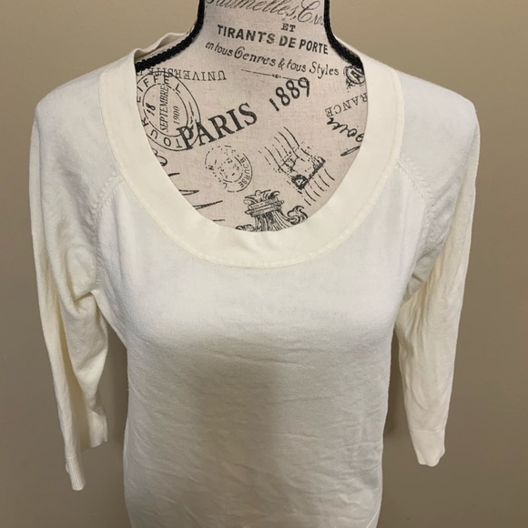 Talbots Petites Off White 3/4” Sleeve Top Size Large Petite - Picture 2 of 8